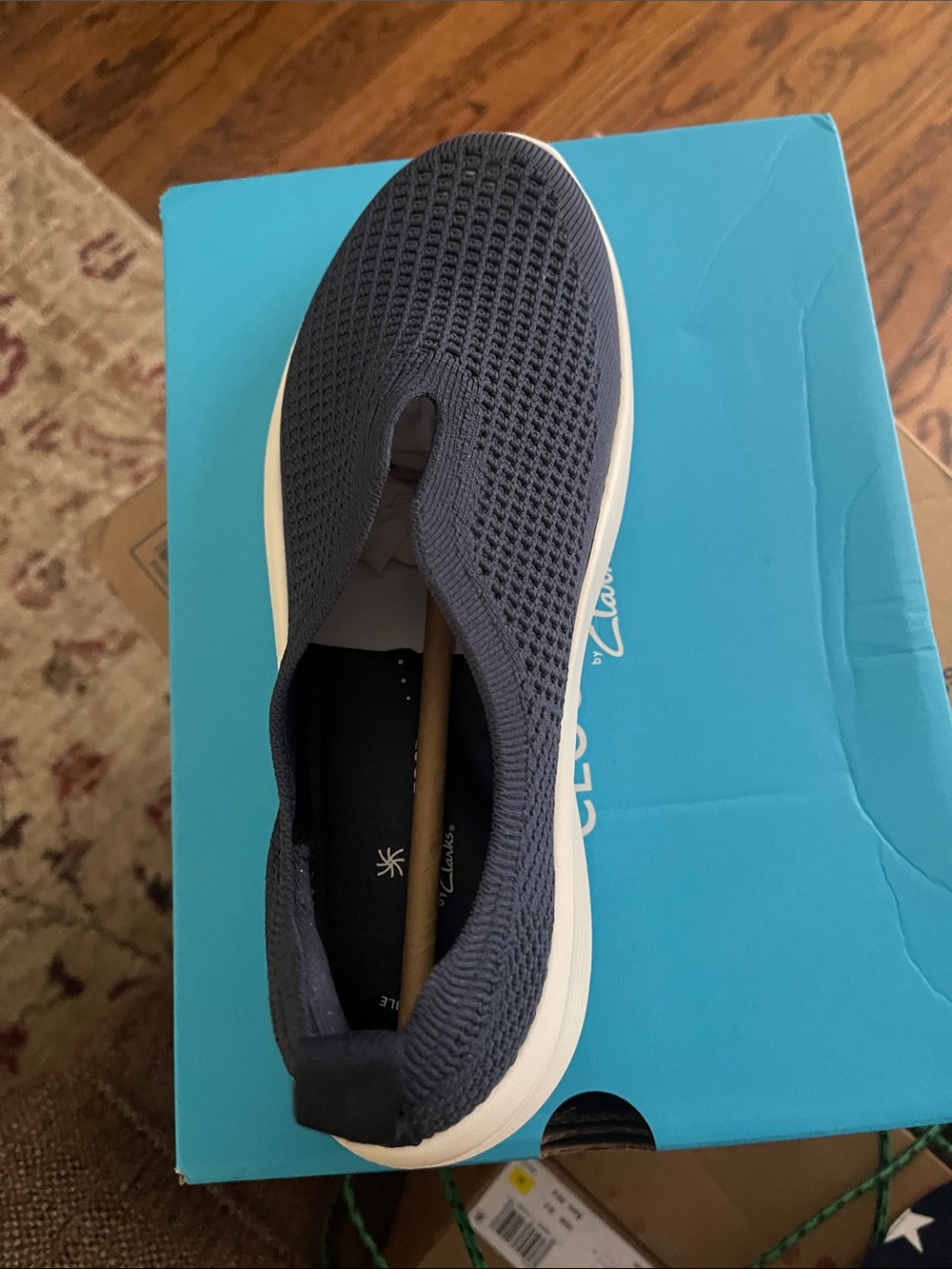 Cloudsteppers by Clarks Navy Knit Slip-On Sneakers with White Sole - Picture 5 of 6